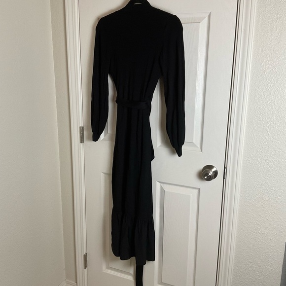 Zara Knit Ruffled Wrap Midi Dress Black size small - Picture 9 of 10